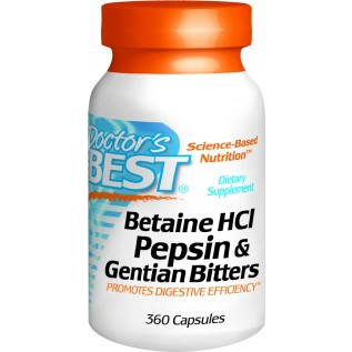 Doctor's Best Betaine HCl Pepsin - Gentian Bitters 360 Capsules