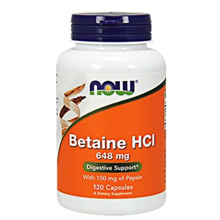 Now Betaine HCI 648 MG 120 Capsules