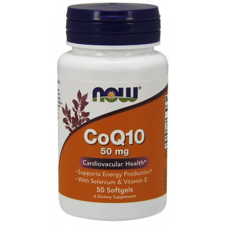 Now CoQ10 50mg w-Selenium - E 50 Gels