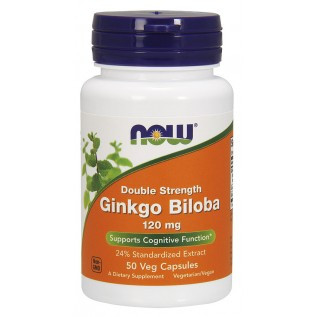 Now Ginkgo Biloba Double Strength 120 mg 120mg-50 V-Capsules